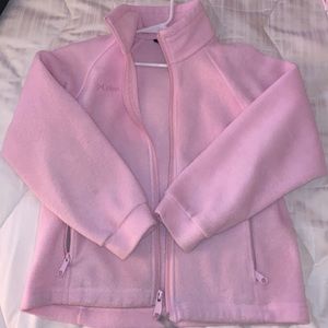 Girls pink Columbia zip up jacket size small 7/8.